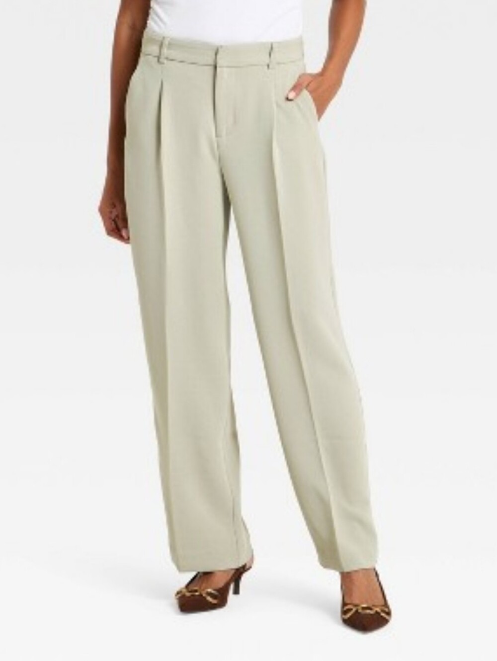 A New Day Essential Trouser Signature Crepe In Green Size 16R
